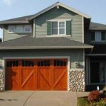 A house with a carriage house door