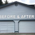 Old garage door replaced by new one